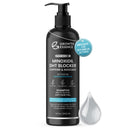 Growth Essence Minoxidil DHT Blocker Shampoo bottle with “+20 botanical actives” badge and a clear serum droplet on a white background.